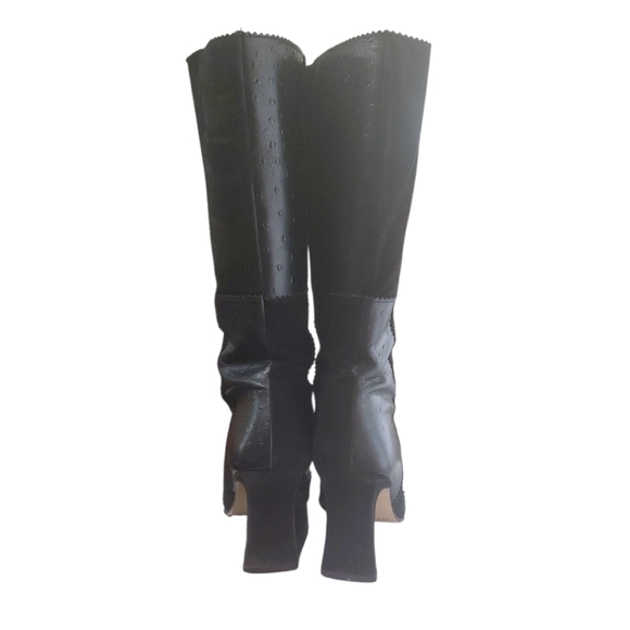 COUP D’ETAT Black Leather And Suede High Heeled Boots Size 5 - Picture 8 of 10